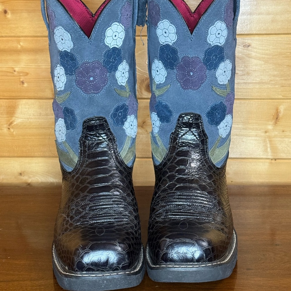 Ariat Women's Floral Fat Baby/Doll Baby Squares Toe Cowboy Western Boots - Picture 3 of 9
